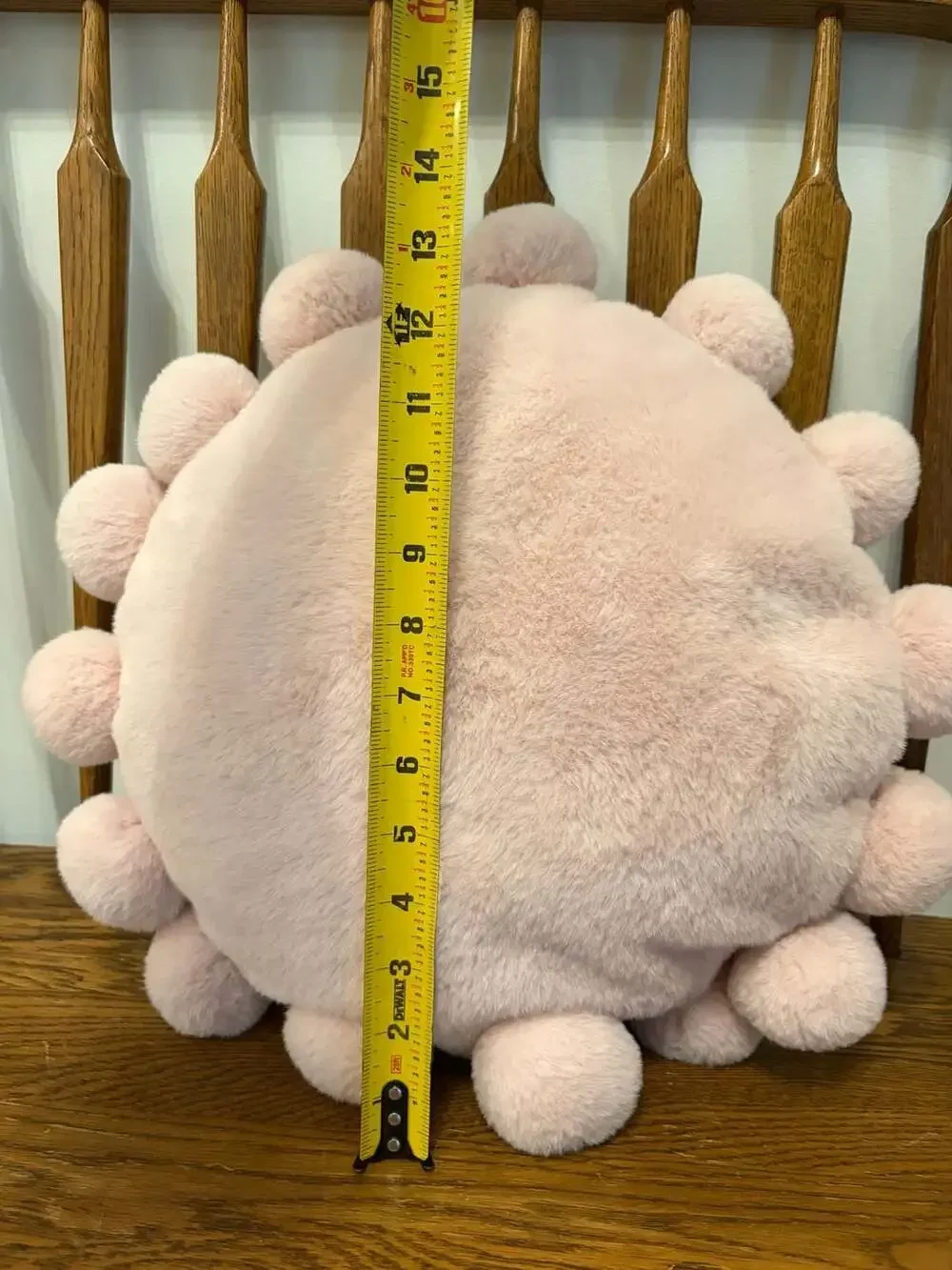 Pillowfort Round Plush Kids' Pillow with Pom-Poms Pink Sensory Friendly Decorati